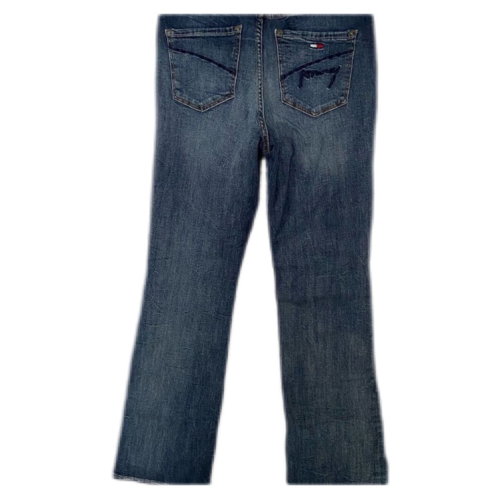 Tommy Jeans Mid-Rise Flare Blue Denim Iconic Patch Zip Fly​ Size 8 - Picture 3 of 14